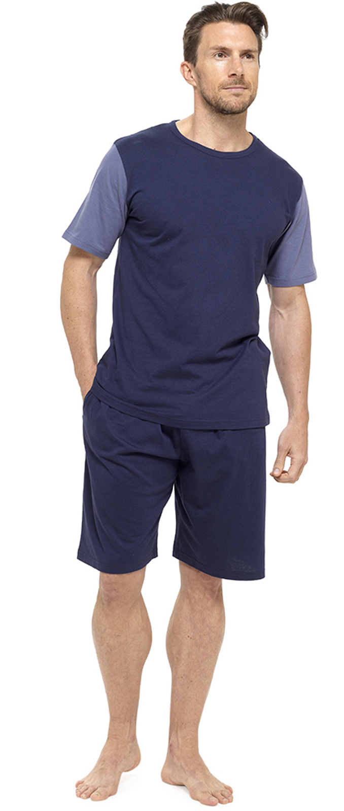 Mens Luxury 2 Piece Pyjama Set Short Sleeve Pyjamas Top + Shorts PJs